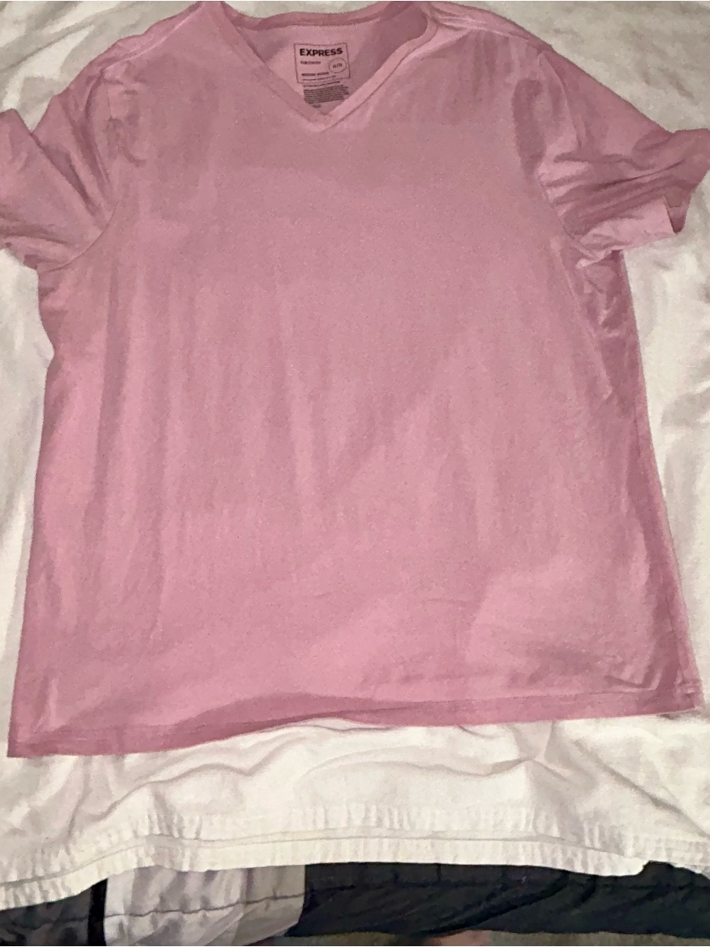Express Pink V-Neck Slim Stretch Tee